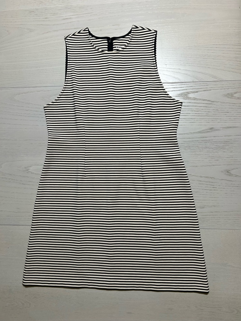 Everlane Black + Parchment Striped Sleeveless Mini Dress